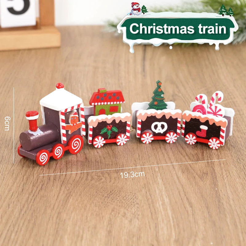 Christmas Wooden Train  Decorations for Home 2024 