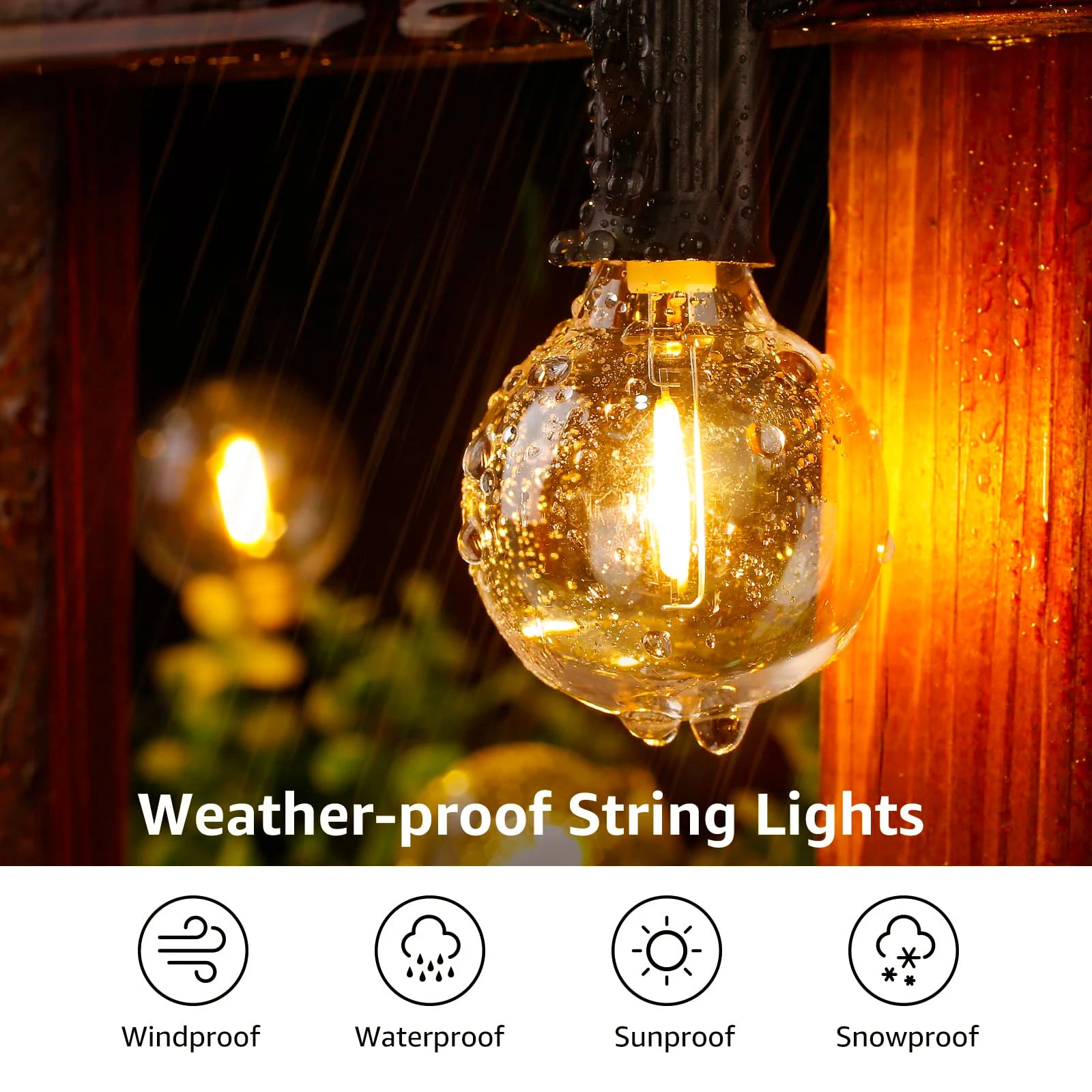 Christmas Outdoor Light Vintage Amber Glass Led Bulb Dimmable IP44 Waterproof