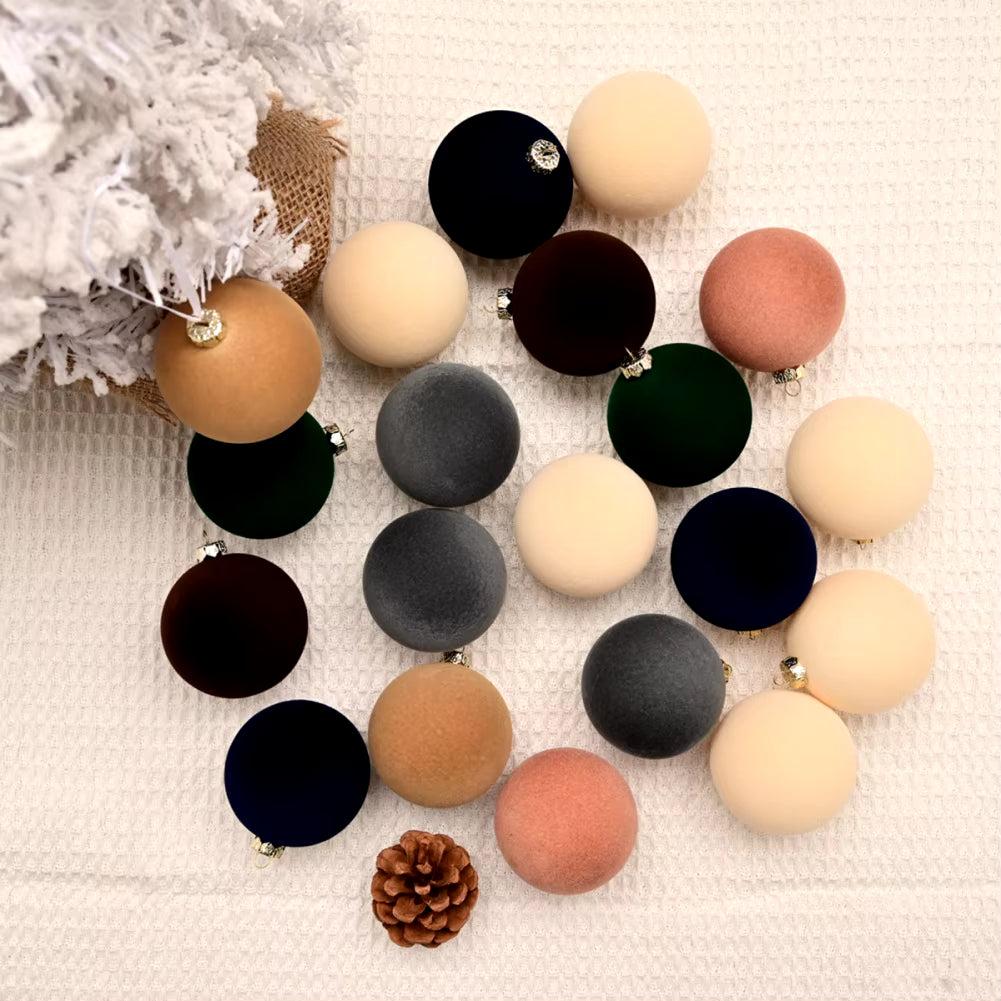 Velvet Flocked Christmas Ball Ornaments 12Pcs