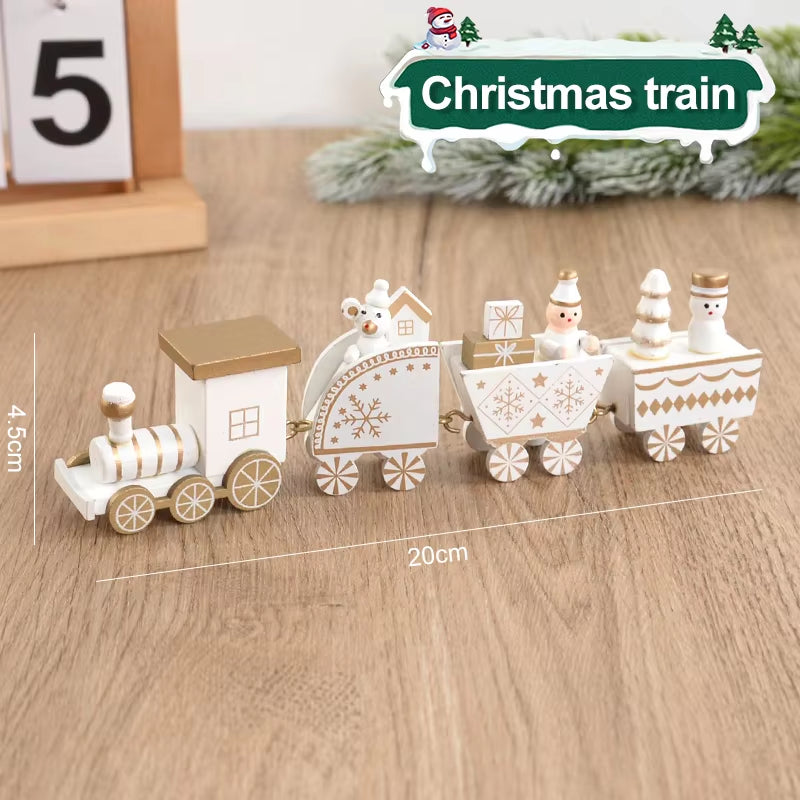 Christmas Wooden Train  Decorations for Home 2024 