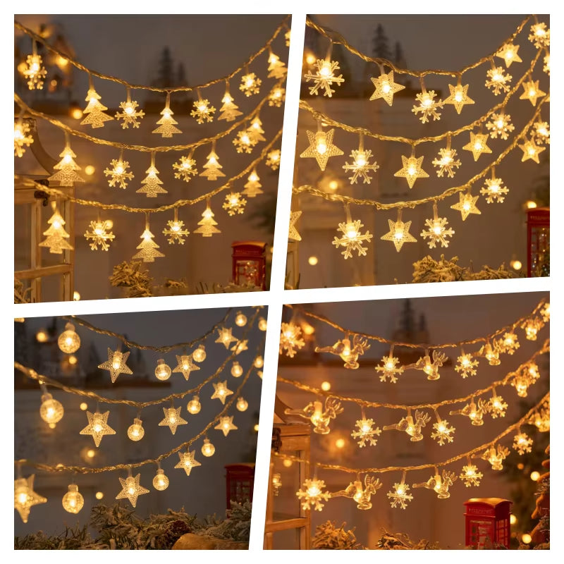 LED Snowflake Light Garland Stars