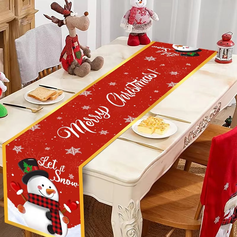 Santa Snowman Style Christmas Table Runner 