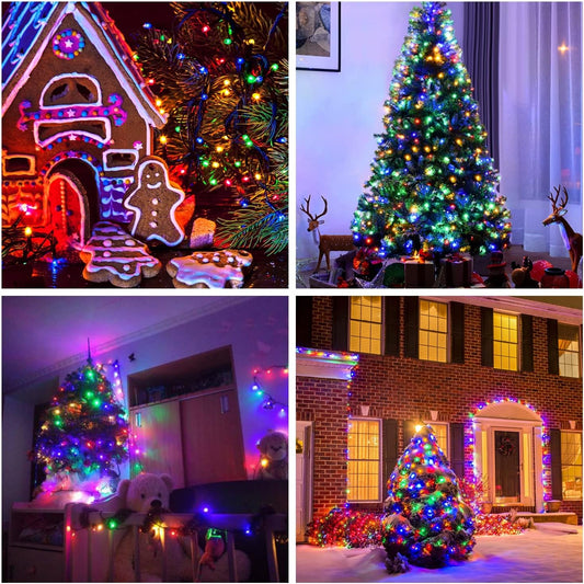 300 LED Christmas Lights Outdoor Waterproof, Multicolor Christmas Tree Lights Plug In, 8 Modes Twinkle Fairy String Lights for Indoor Xmas Wedding Party Garden Decoration