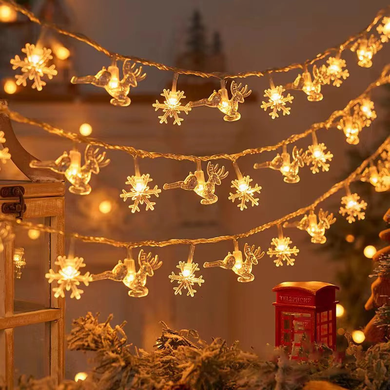 LED Snowflake Light Garland Stars