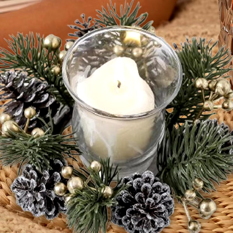 Christmas Candle Rings Wreaths Red Berry