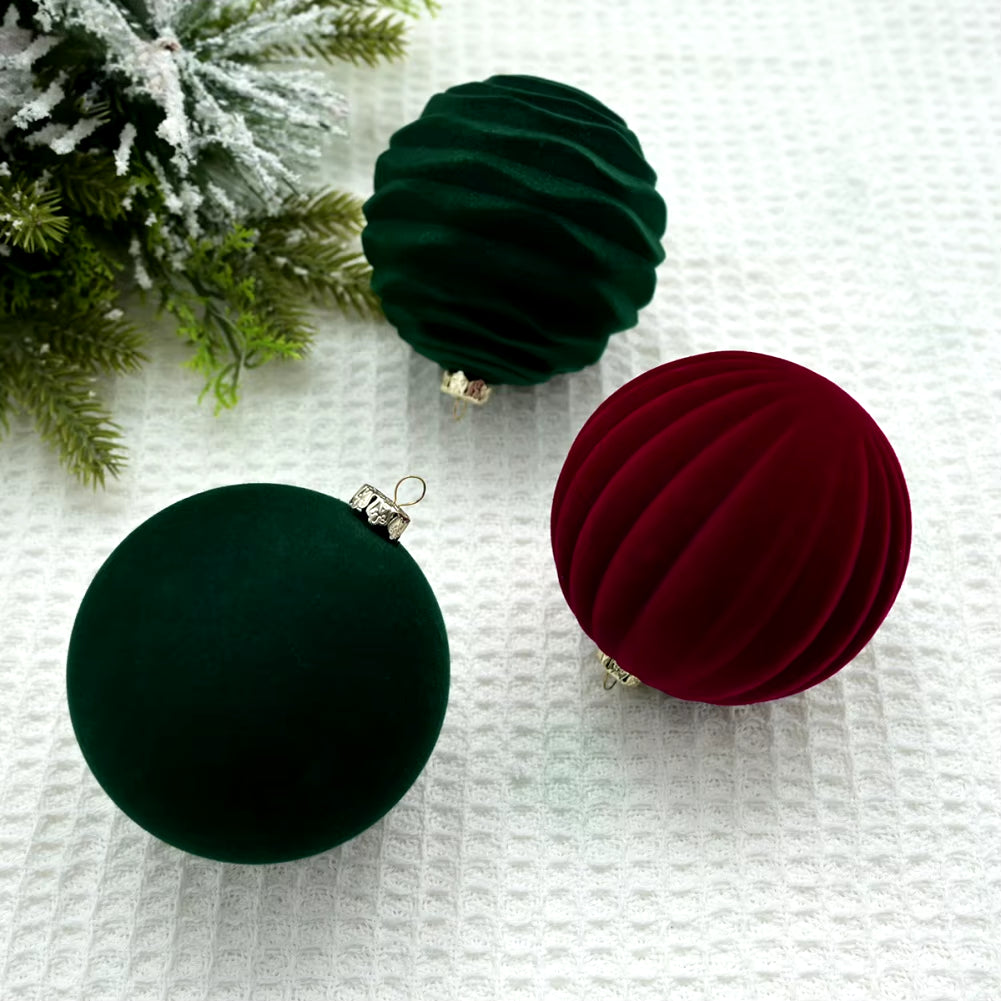 Christmas Velvet Ball Decoration12Pcs/Box 8Cm