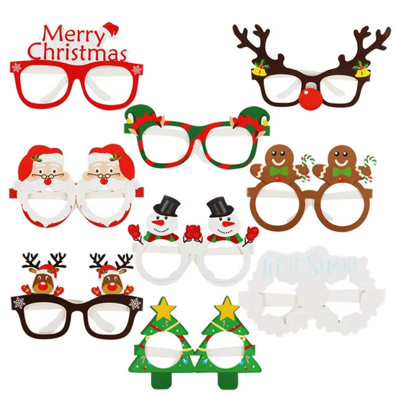 9Pcs Santa Claus Glasses Frame