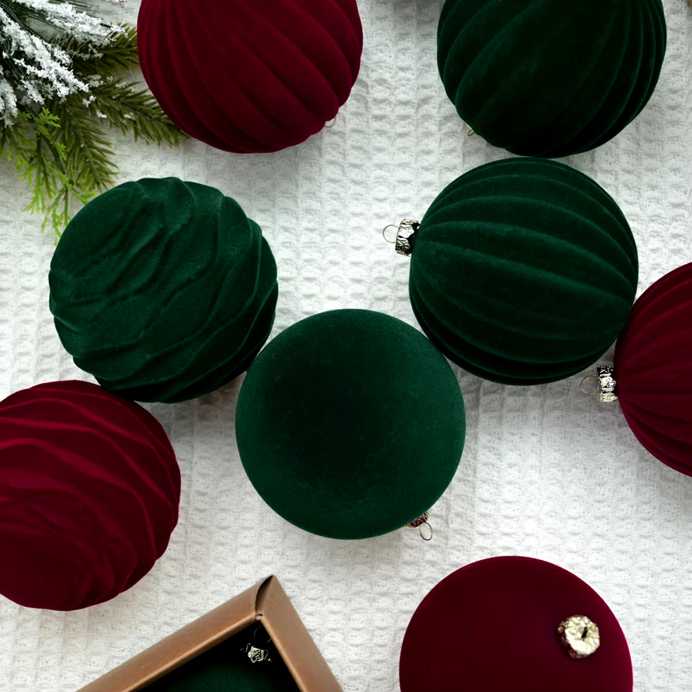 Christmas Velvet Ball Decoration12Pcs/Box 8Cm