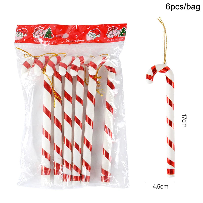 6Pcs Christmas Lollipop Candy Cane Ornaments Decorations for Home