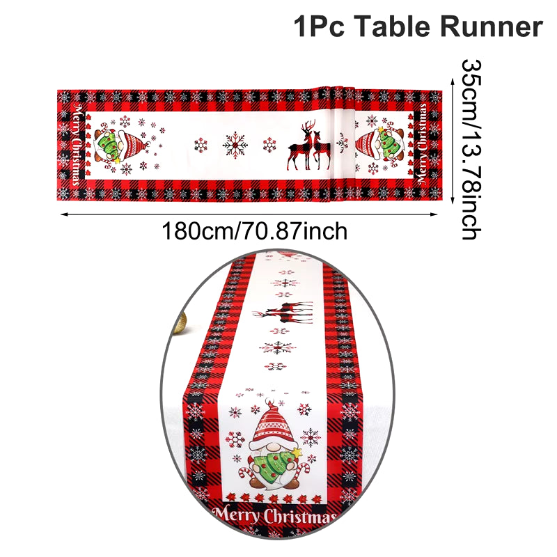 Santa Snowman Style Christmas Table Runner 