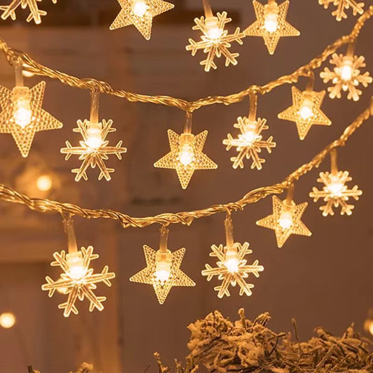 LED Snowflake Light Garland Stars