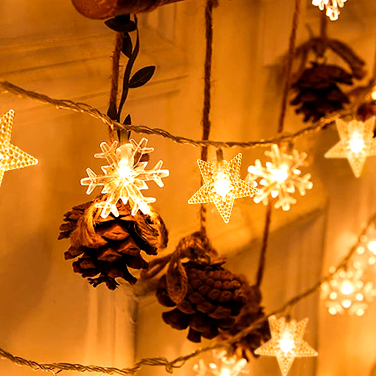 LED Snowflake Light Garland Stars