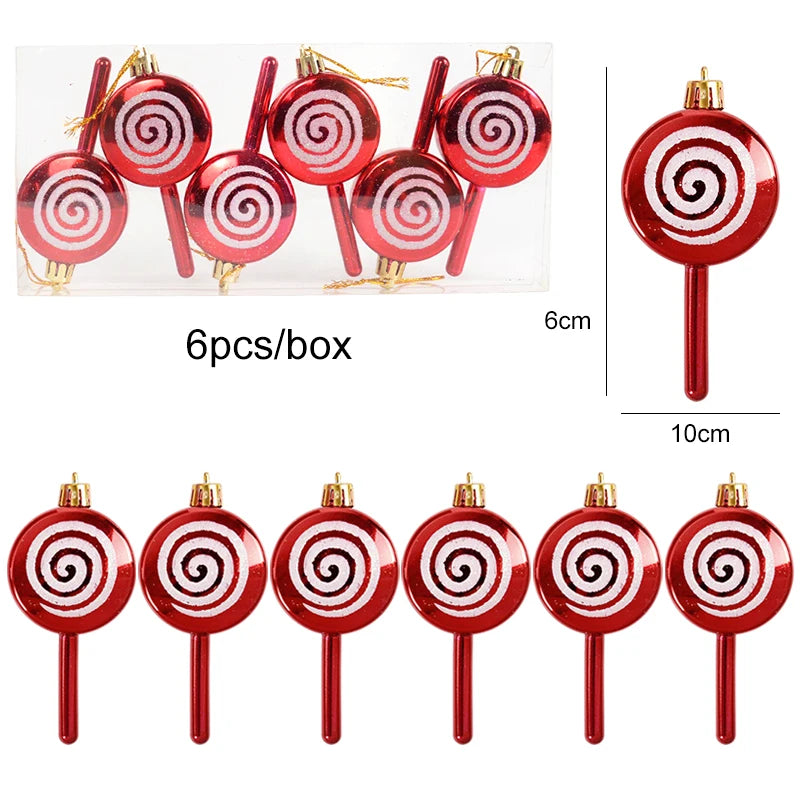 6Pcs Christmas Lollipop Candy Cane Ornaments Decorations for Home