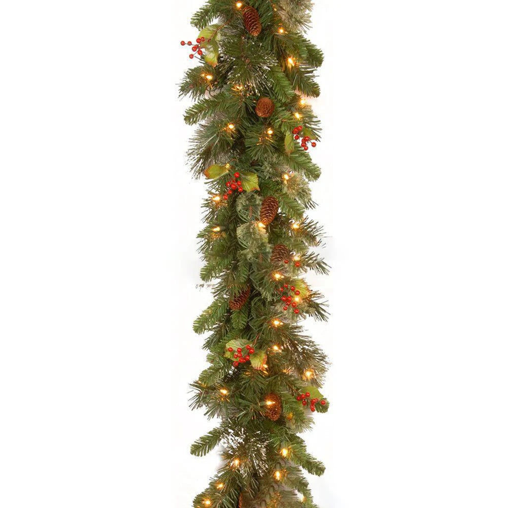 Christmas Garlands with Pinecones Red Berries Artificial Christmas Wreaths for Home Xmas Tree Stairs Door New Year Decoration