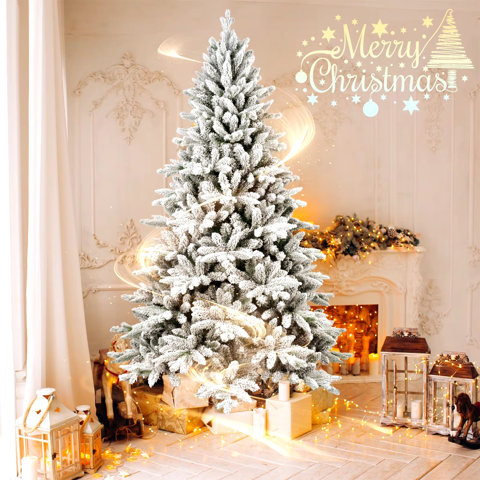 Christmas Tree 5FT/6FT/7FT Pre-Lit Artificial Metal Stand Base